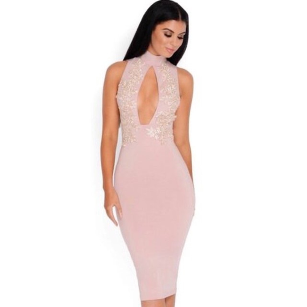 Oh Polly MIDI embroidered dress